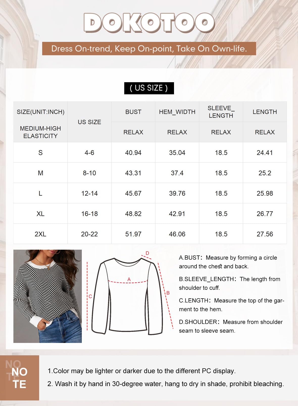 Foto 7 pulgar | Jersey Dokotoo Para Mujer, Gran Tamaño, Cuello Redondo, A Rayas, Blanco, Xl - Venta Internacional.
