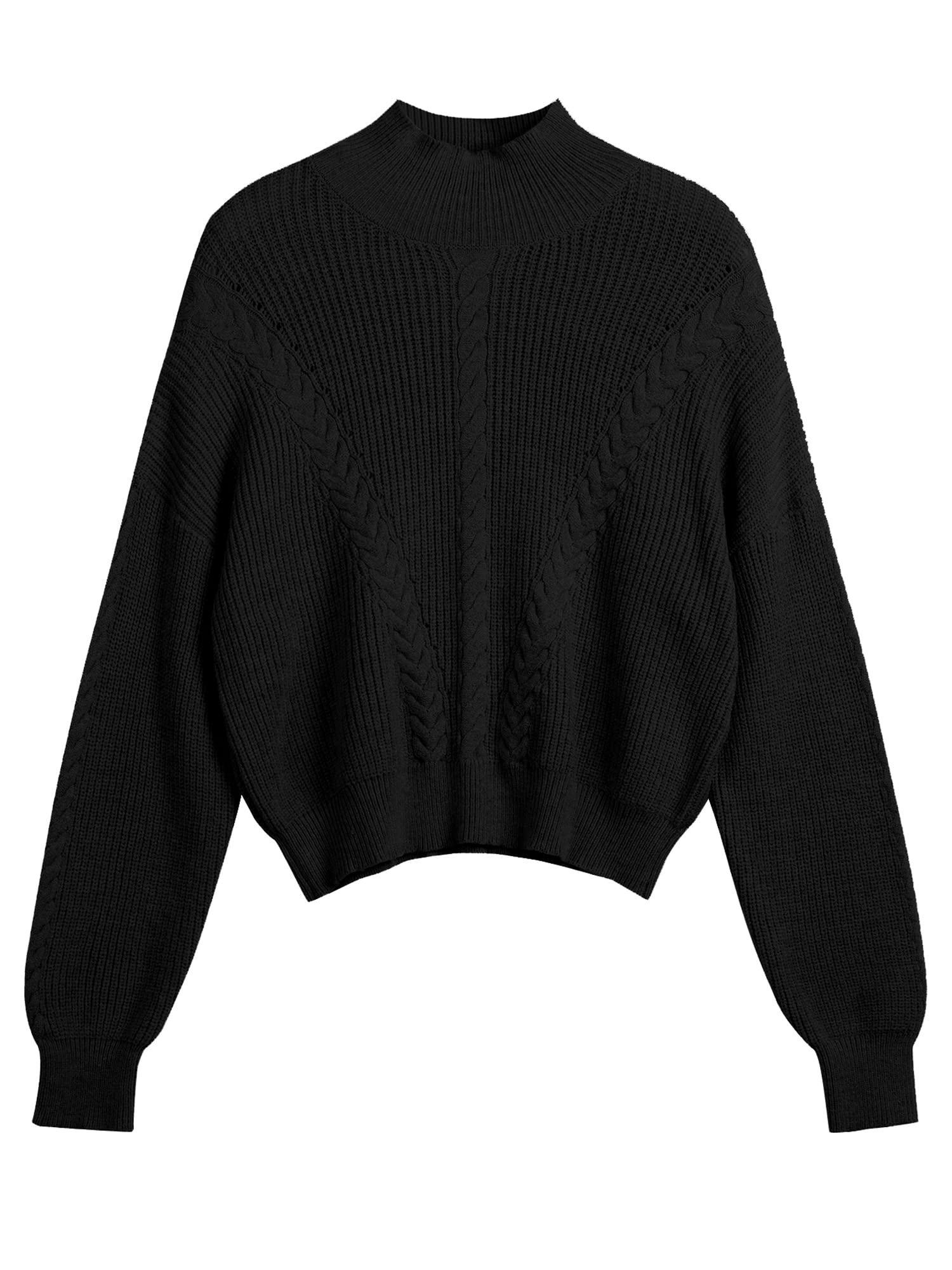 Foto 1 | Jersey Zaful De Punto Acanalado Con Cuello Alto Y Mangas Tipo Farol Para Mujer - Venta Internacional.