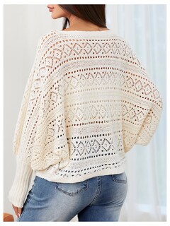 Foto 2 | Jersey Verdusa De Ganchillo Con Mangas Dolman Y Cuello Barco, Color Albaricoque - Venta Internacional.