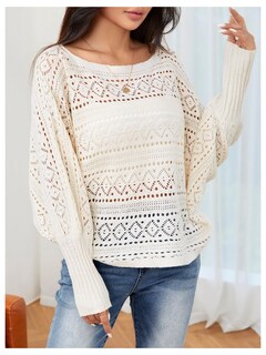 Foto 3 | Jersey Verdusa De Ganchillo Con Mangas Dolman Y Cuello Barco, Color Albaricoque - Venta Internacional.