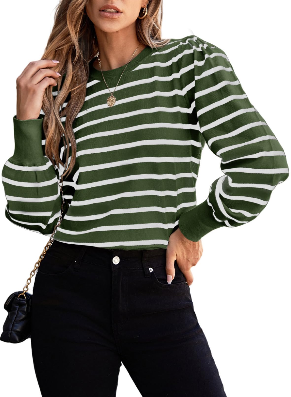 Foto 2 pulgar | Jersey Dokotoo De Rayas Para Mujer Verde De Punto Xxl - Venta Internacional.