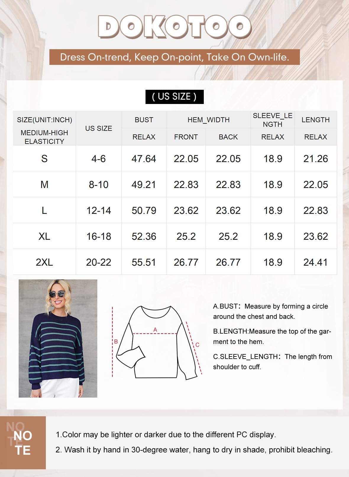 Foto 6 | Suéter Dokotoo 2024 De Otoño Ligero A Rayas Para Mujer - Venta Internacional.