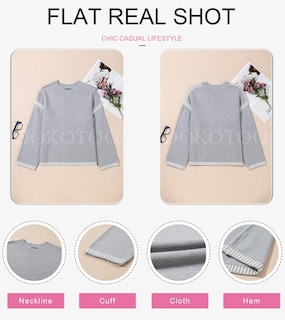 Foto 5 | Jersey Dokotoo Para Mujer, Manga Larga, Cuello Redondo, Color Gris, Talla S - Venta Internacional.