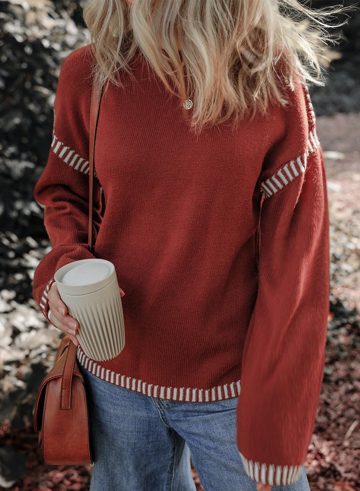 Foto 7 | Jersey Dokotoo Fashion Para Mujer Otoño 2024 Cuello Redondo Rojo M - Venta Internacional.