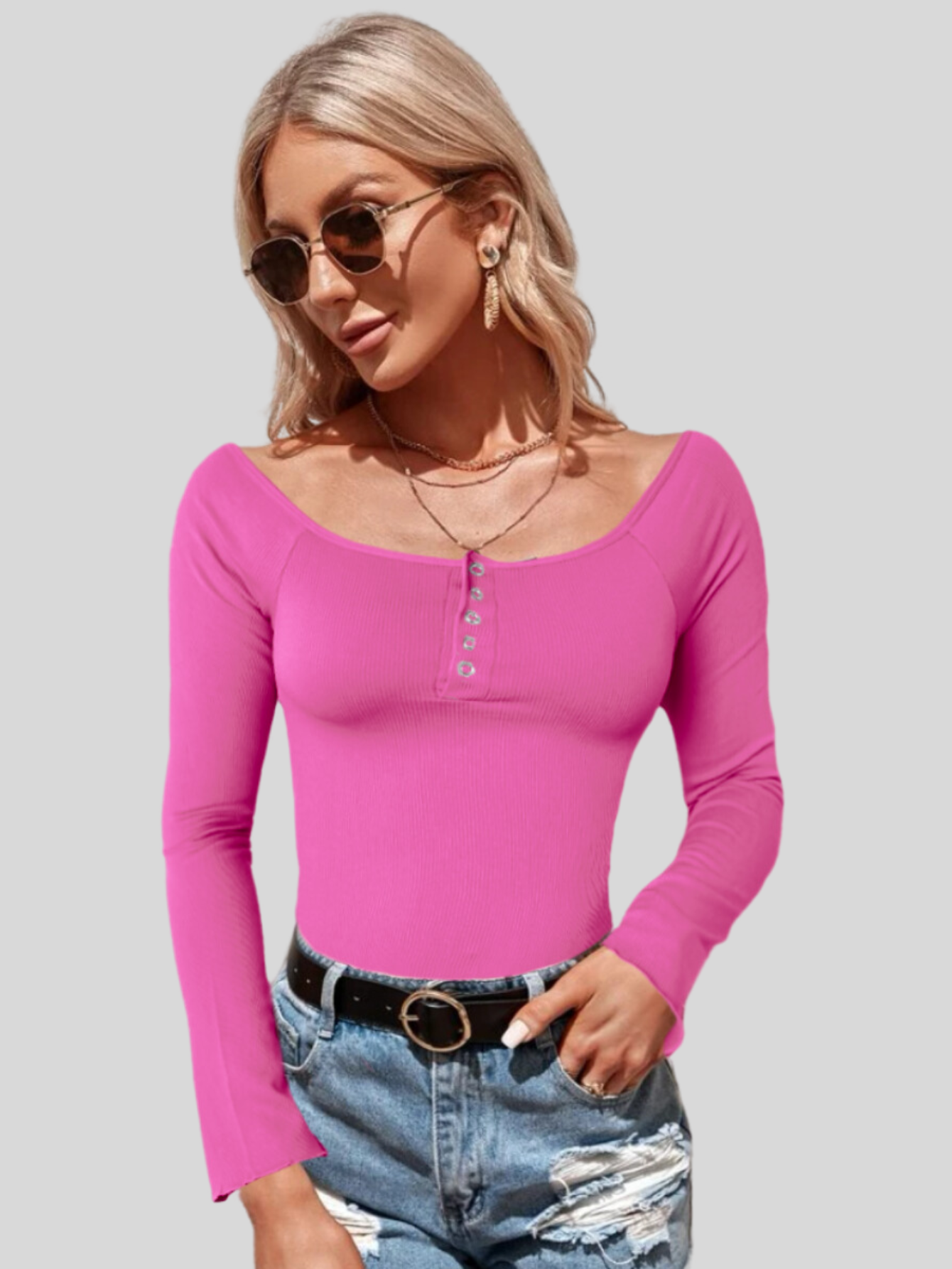Foto 5 pulgar | Set De Dos Sueteres Blusas De Mujer Casuales Blusa Manga Larga Sueter Ligero Suet-1022-px2 Variedad De Colores Stretch