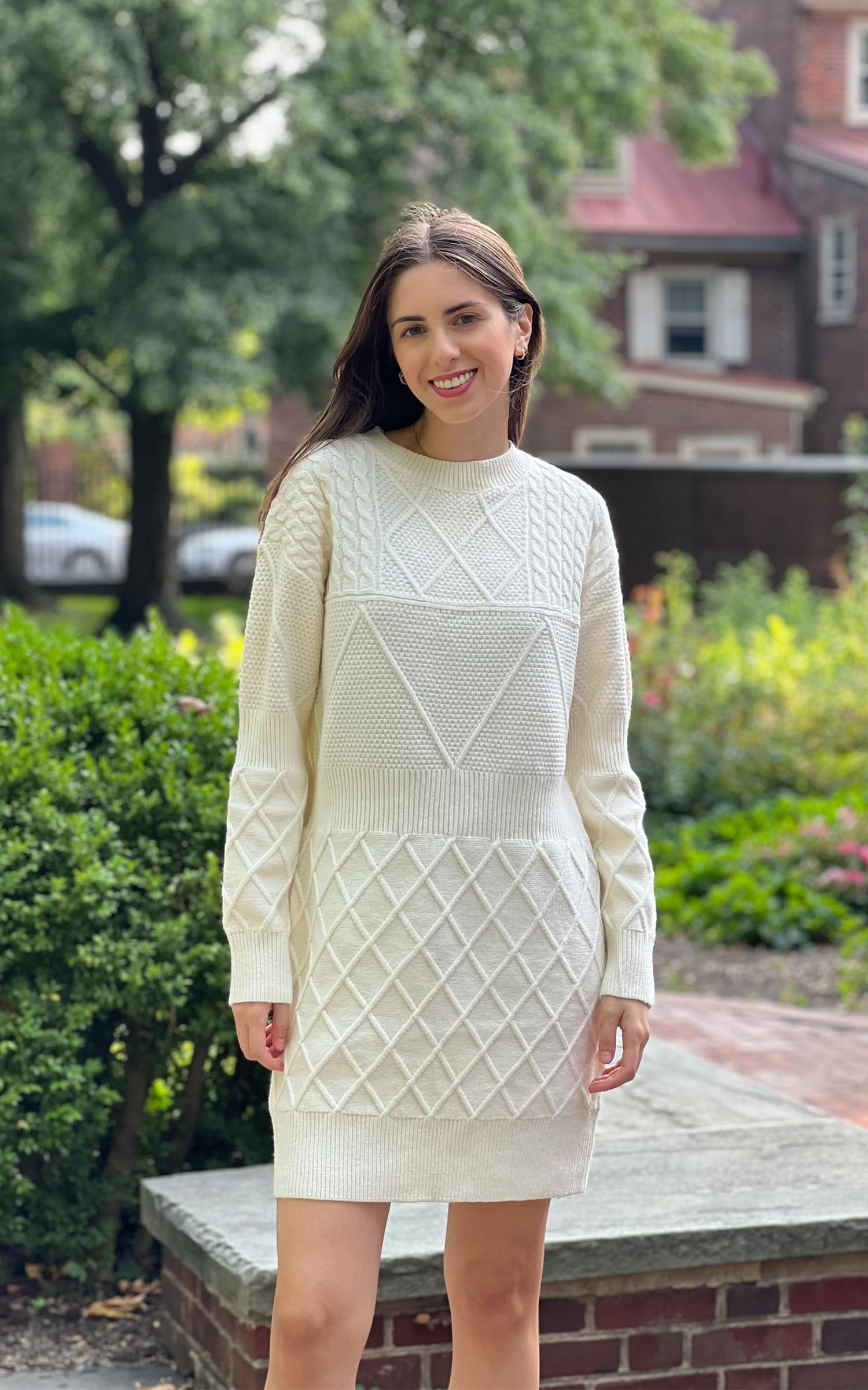 Foto 2 | Vestido Tipo Suéter Angashion 2024 Otoño-invierno Para Mujer, Color Beige - Venta Internacional.