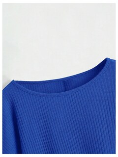Foto 3 | Jersey Corto Sweatyrocks De Punto Acanalado Azul Raglán Para Mujer - Venta Internacional.