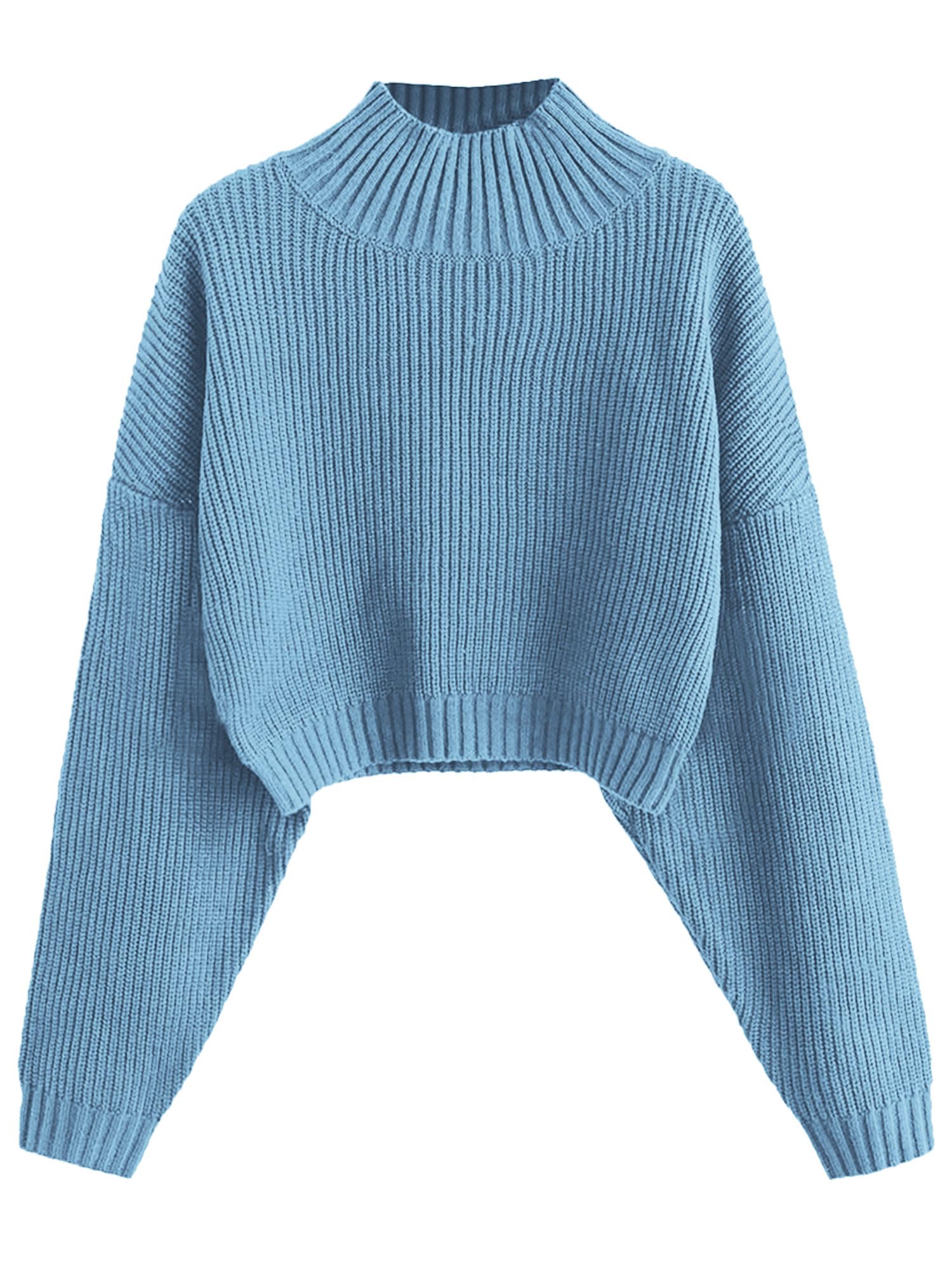 Jersey Corto De Cuello Alto Zaful Con Manga De Farol Para Mujer - Venta Internacional.