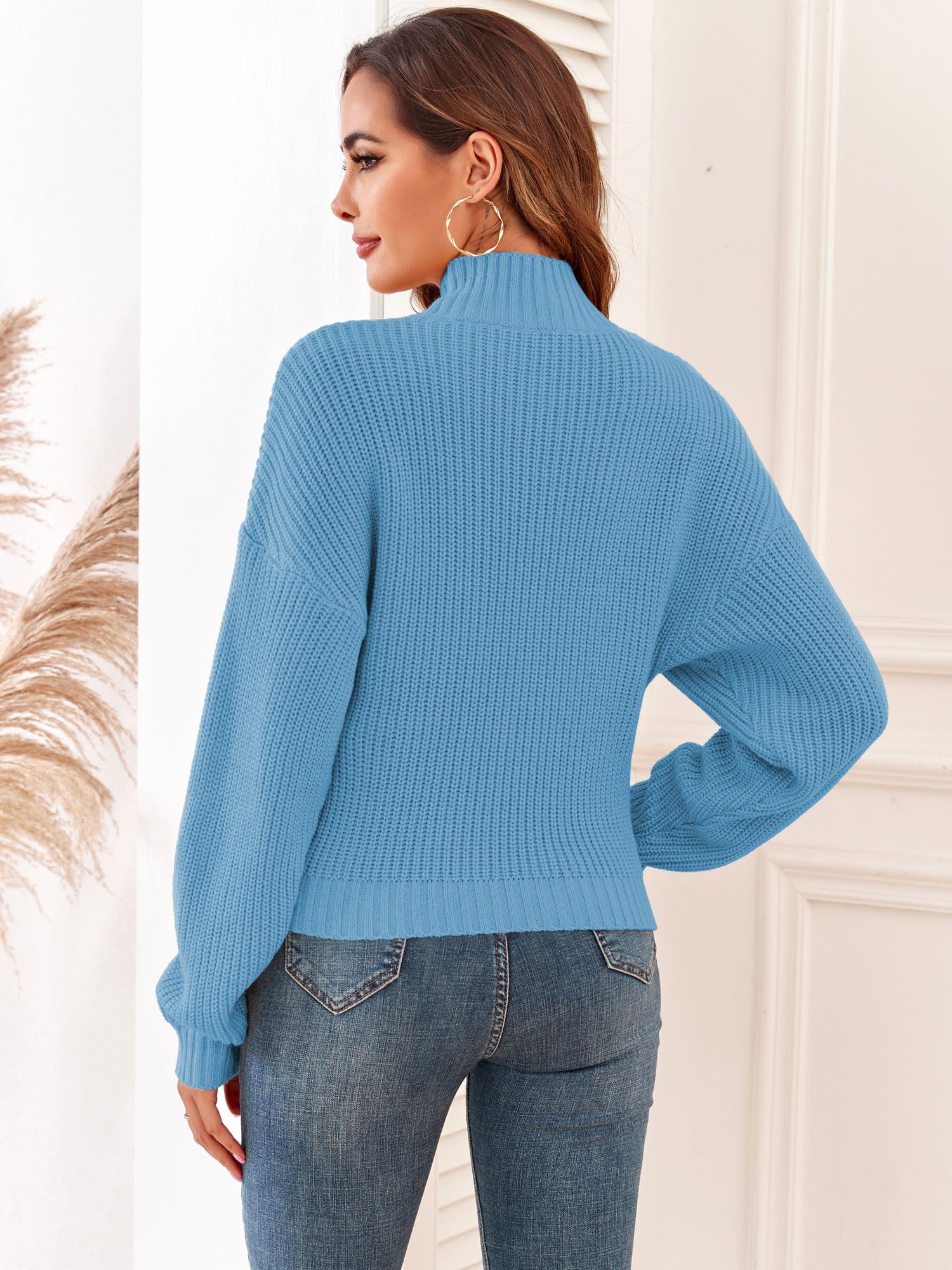 Foto 3 | Jersey Corto De Cuello Alto Zaful Con Manga De Farol Para Mujer - Venta Internacional.