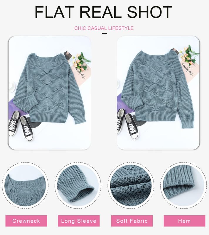 Foto 4 pulgar | Suéter Dokotoo Para Mujer, Holgado, De Invierno, Color Azul Empolvado - Venta Internacional.