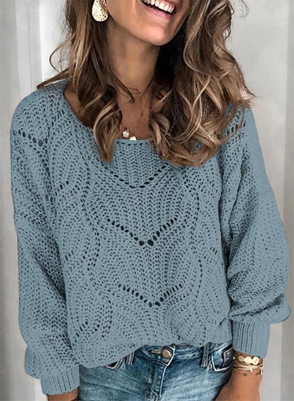 Foto 6 pulgar | Suéter Dokotoo Para Mujer, Holgado, De Invierno, Color Azul Empolvado - Venta Internacional.