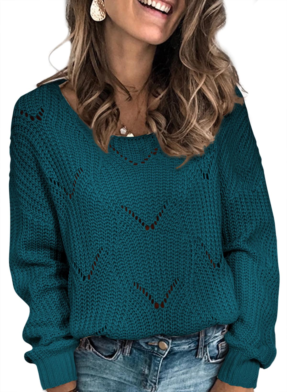 Jersey Dokotoo Para Mujer Con Cuello En V, Color Block, Tejido Trenzado, Azul - Venta Internacional.