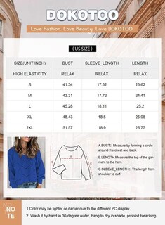 Foto 6 | Jersey Dokotoo Para Mujer Con Cuello En V, Color Block, Tejido Trenzado, Azul - Venta Internacional.