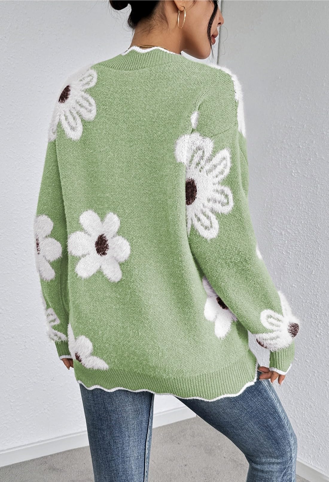 Foto 4 pulgar | Jersey Pink Queen Para Mujer De Manga Larga Con Cuello En V, Color Verde Claro - Venta Internacional.