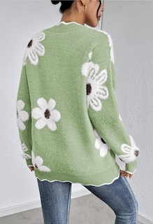 Foto 3 | Jersey Pink Queen Para Mujer De Manga Larga Con Cuello En V, Color Verde Claro - Venta Internacional.