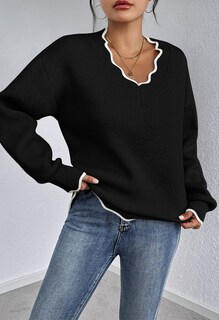 Foto 4 | Jersey Pink Queen Para Mujer, Cuello En V, Cuello En V, Negro Borroso, Talla M - Venta Internacional.