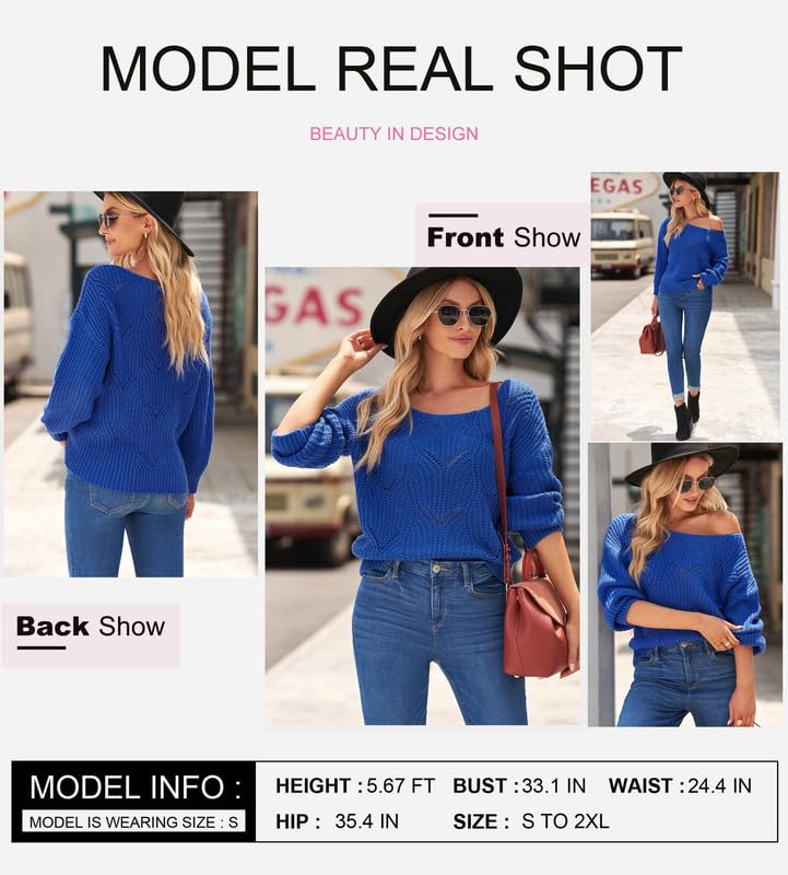 Foto 4 pulgar | Jersey Dokotoo Para Mujer, Manga Larga, Hueco, Punto Grueso, Azul - Venta Internacional.