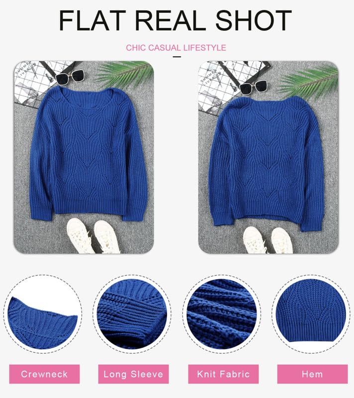 Foto 5 pulgar | Jersey Dokotoo Para Mujer, Manga Larga, Hueco, Punto Grueso, Azul - Venta Internacional.