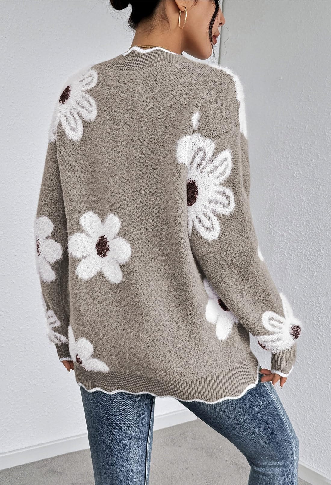 Foto 3 | Jersey Rosa Con Cuello En V Tipo Queen, Gran Tamaño, Para Mujer, Color Topo Xl - Venta Internacional.