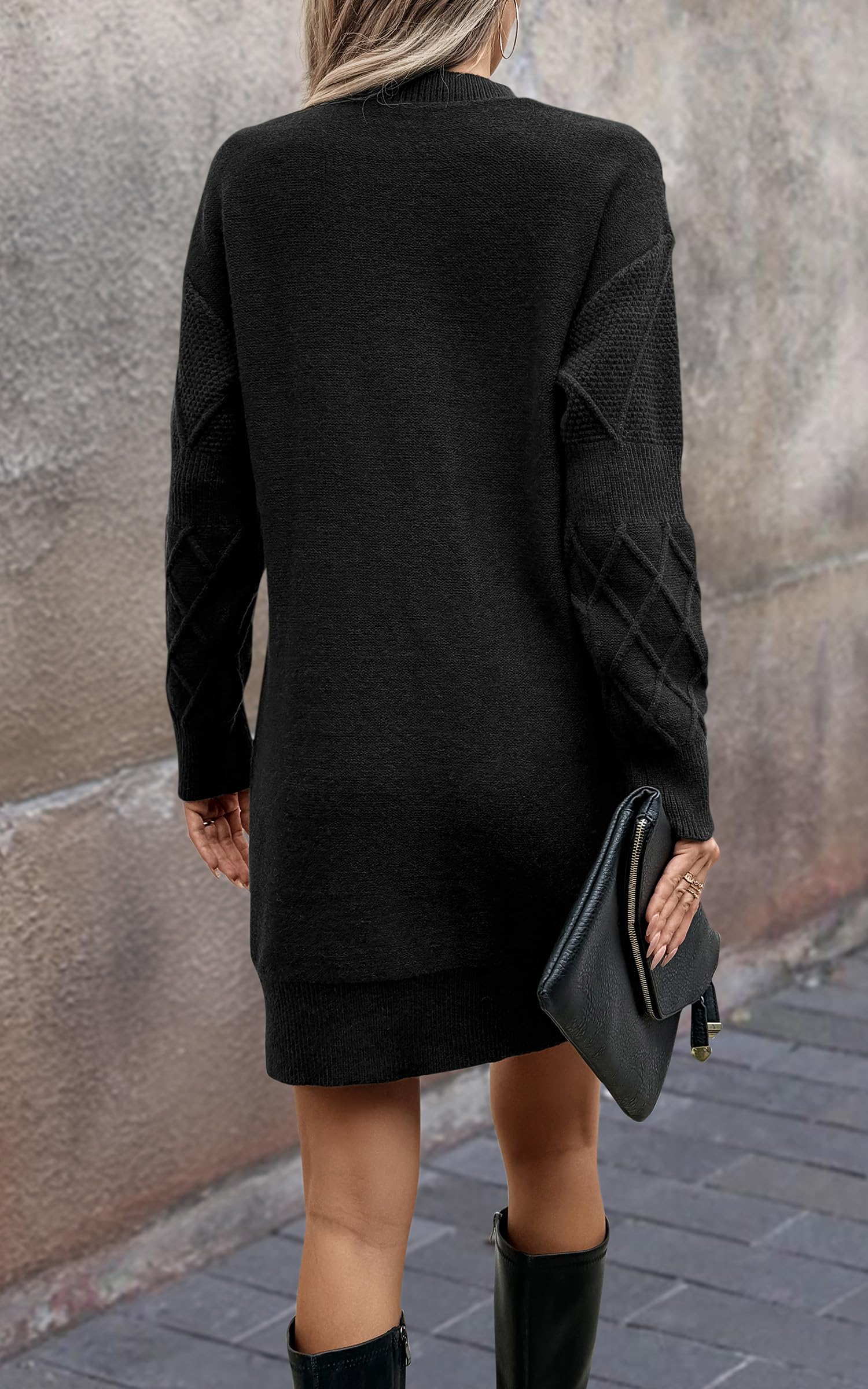 Foto 4 pulgar | Vestido Tipo Suéter Angashion 2025 Otoño-invierno Para Mujer, Color Negro - Venta Internacional.