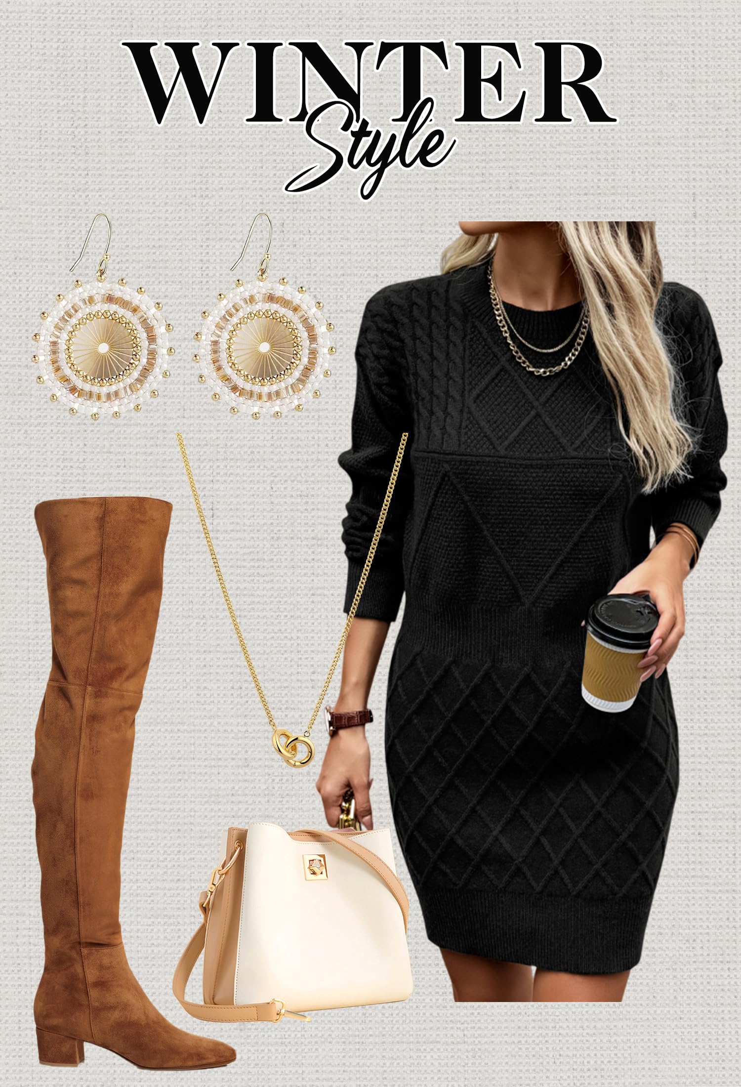 Foto 6 | Vestido Tipo Suéter Angashion 2025 Otoño-invierno Para Mujer, Color Negro - Venta Internacional.