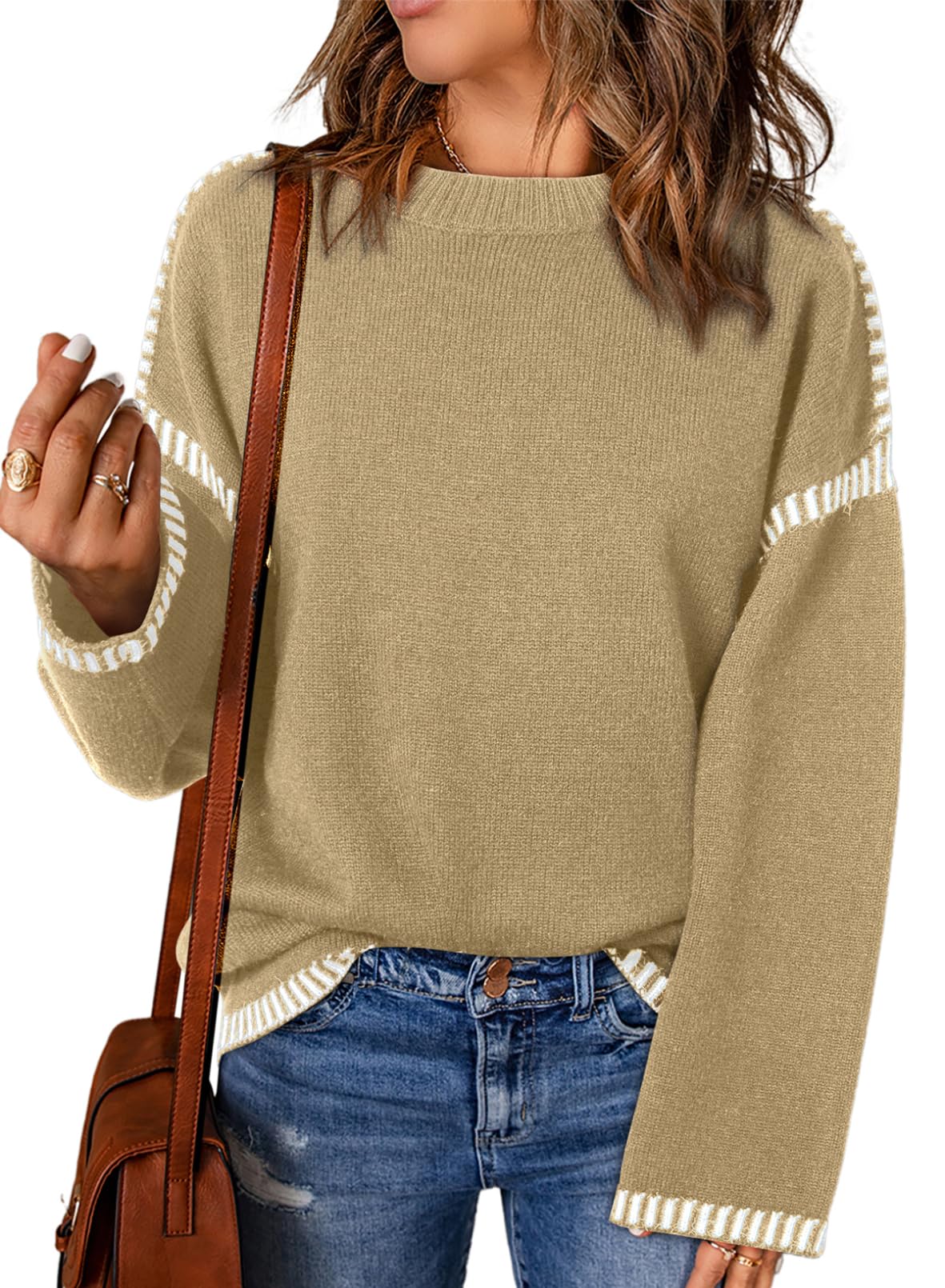 Jersey Dokotoo Fall Para Mujer Con Cuello Redondo, Color Caqui, Talla Xl - Venta Internacional.