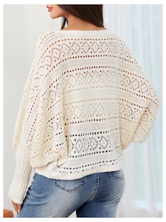 Foto 2 | Jersey Verdusa De Ganchillo Con Mangas Dolman Y Cuello Barco, Color Albaricoque - Venta Internacional.