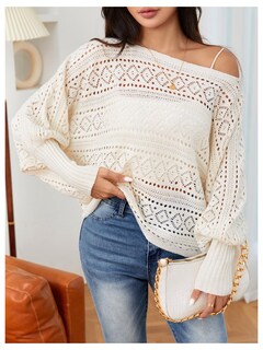Foto 6 | Jersey Verdusa De Ganchillo Con Mangas Dolman Y Cuello Barco, Color Albaricoque - Venta Internacional.