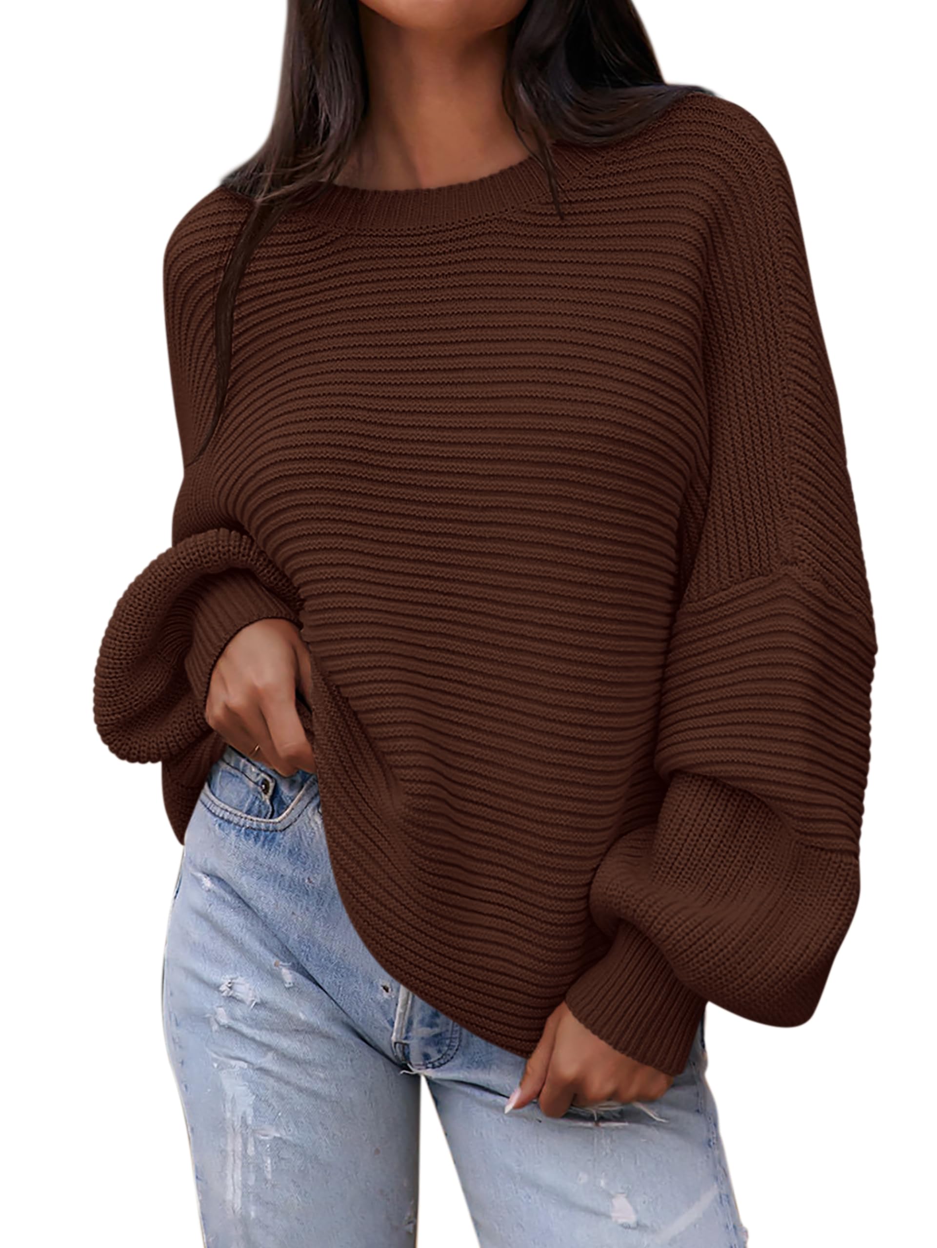 Foto 1 | Jersey Prettygarden Para Mujer, Otoño 2024, Manga Farol, Color Café - Venta Internacional.
