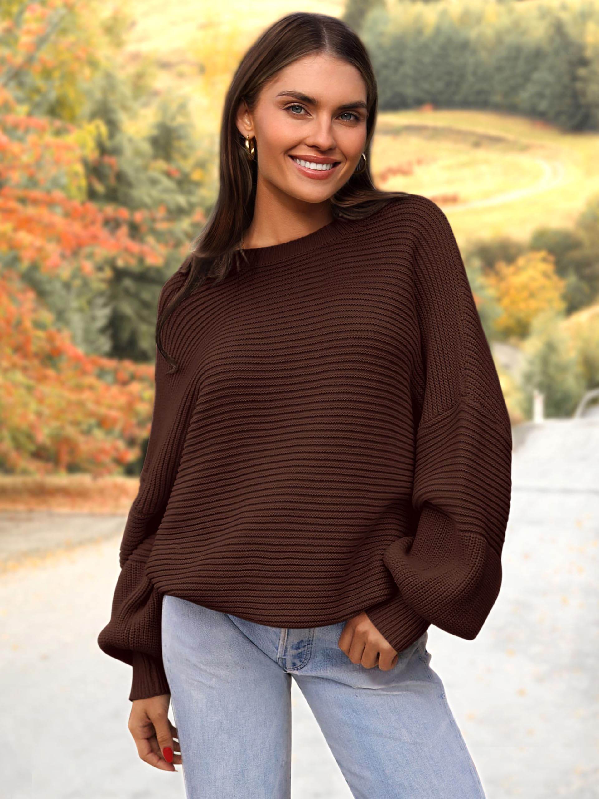 Foto 2 | Jersey Prettygarden Para Mujer, Otoño 2024, Manga Farol, Color Café - Venta Internacional.
