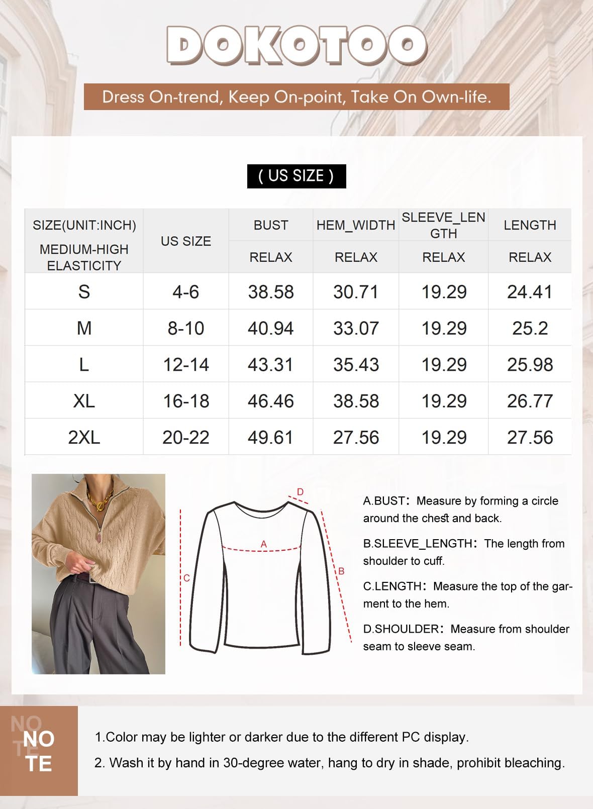 Foto 6 | Jersey Dokotoo Negro Acanalado Con Cuello En V Y Cremallera Para Mujer Otoño-invierno - Venta Internacional.