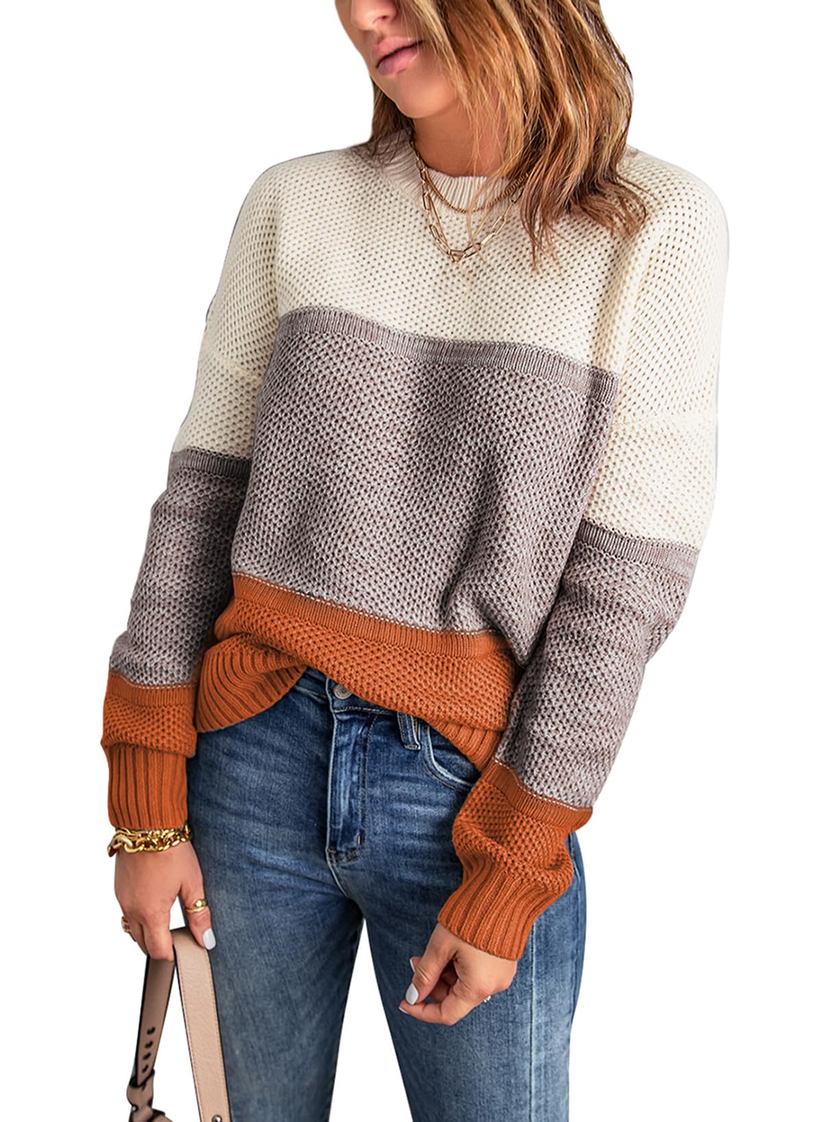 Foto 1 | Jersey Dokotoo Para Mujer Con Bloques De Color Amarillo A Rayas Para Invierno - Venta Internacional.
