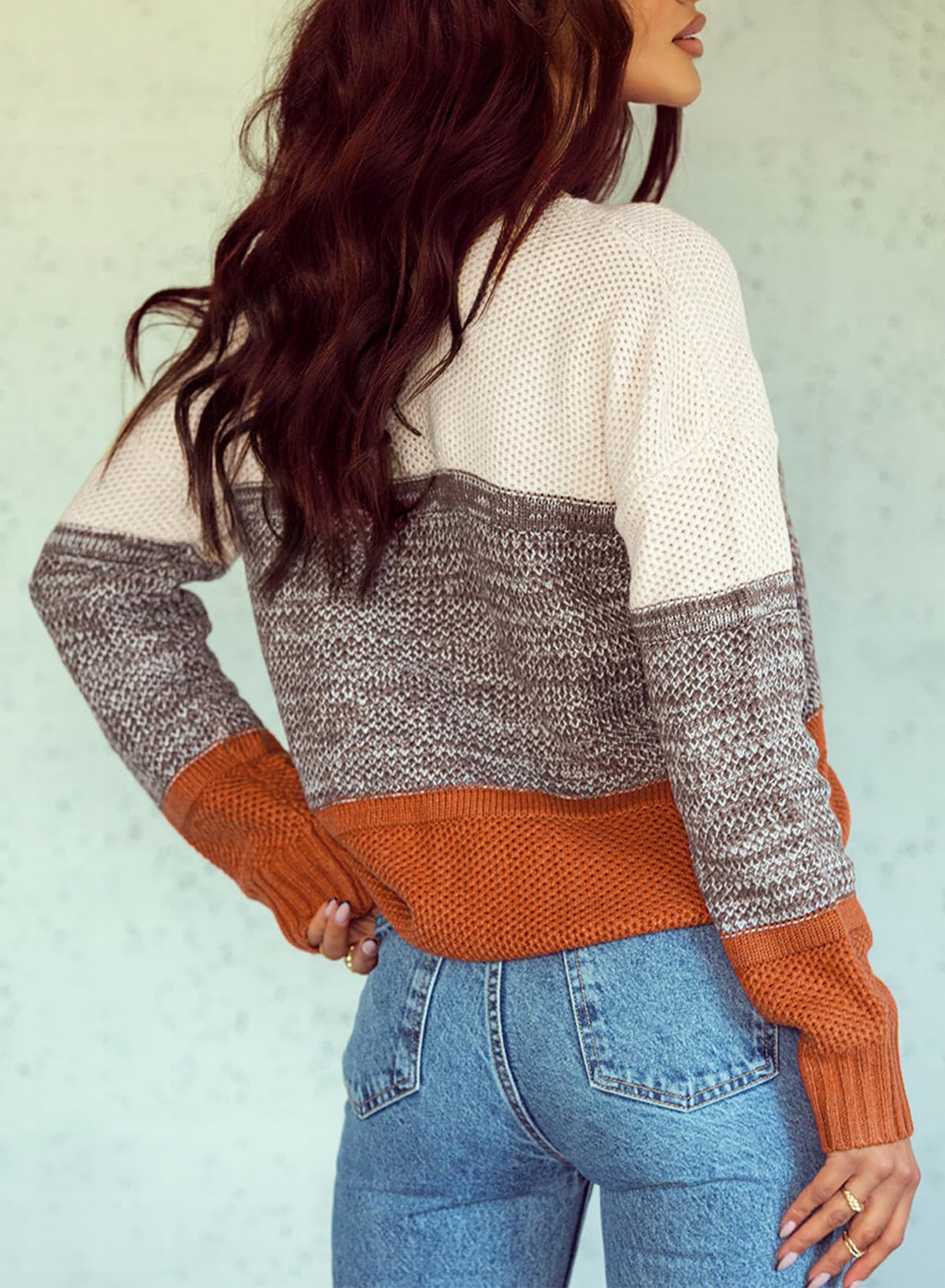 Foto 2 | Jersey Dokotoo Para Mujer Con Bloques De Color Amarillo A Rayas Para Invierno - Venta Internacional.