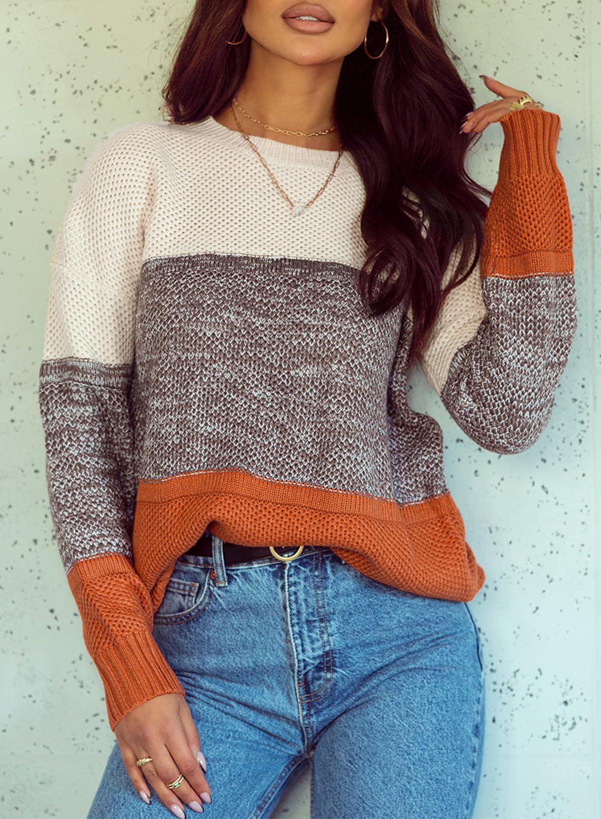 Foto 3 | Jersey Dokotoo Para Mujer Con Bloques De Color Amarillo A Rayas Para Invierno - Venta Internacional.