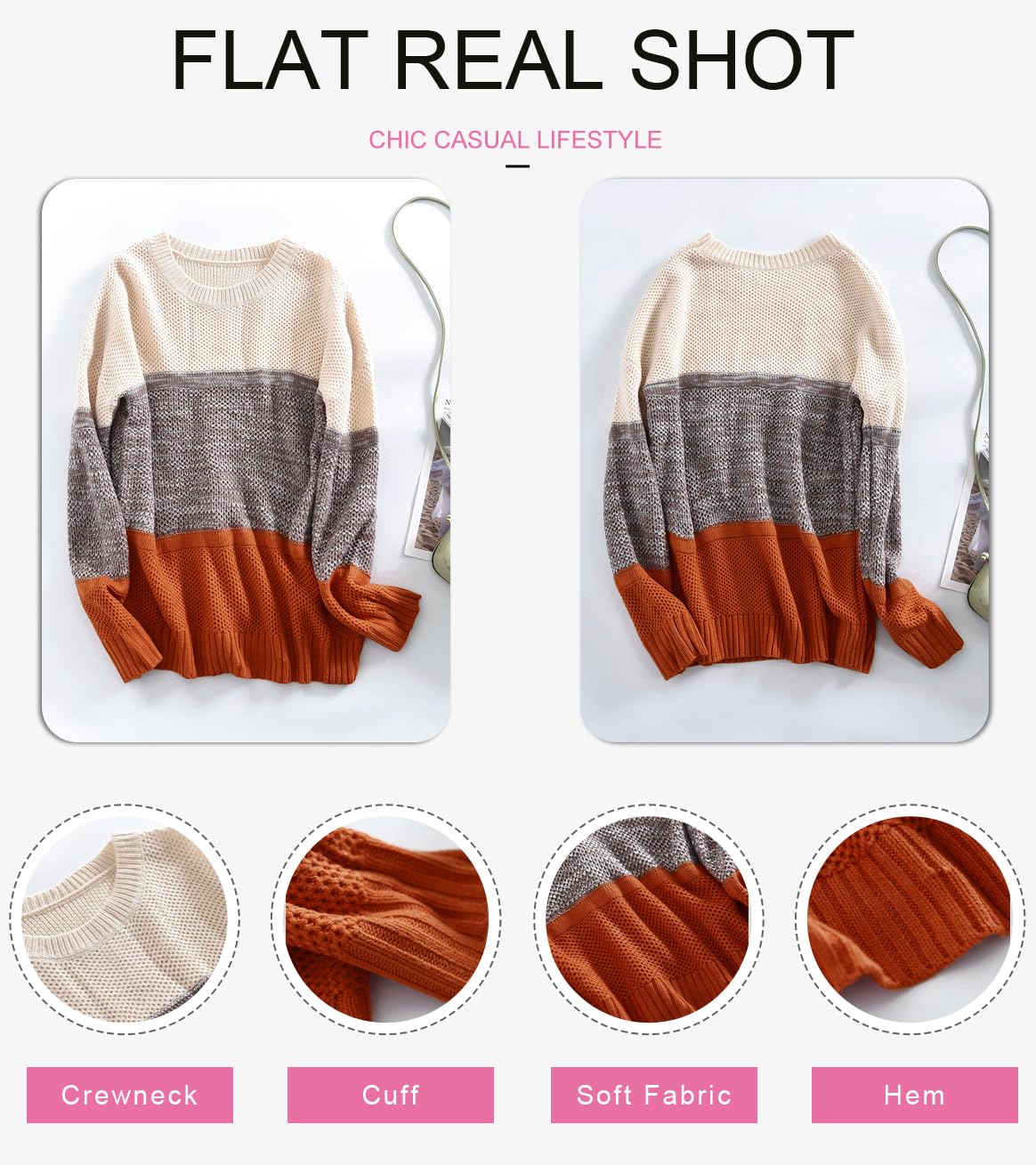 Foto 4 | Jersey Dokotoo Para Mujer Con Bloques De Color Amarillo A Rayas Para Invierno - Venta Internacional.