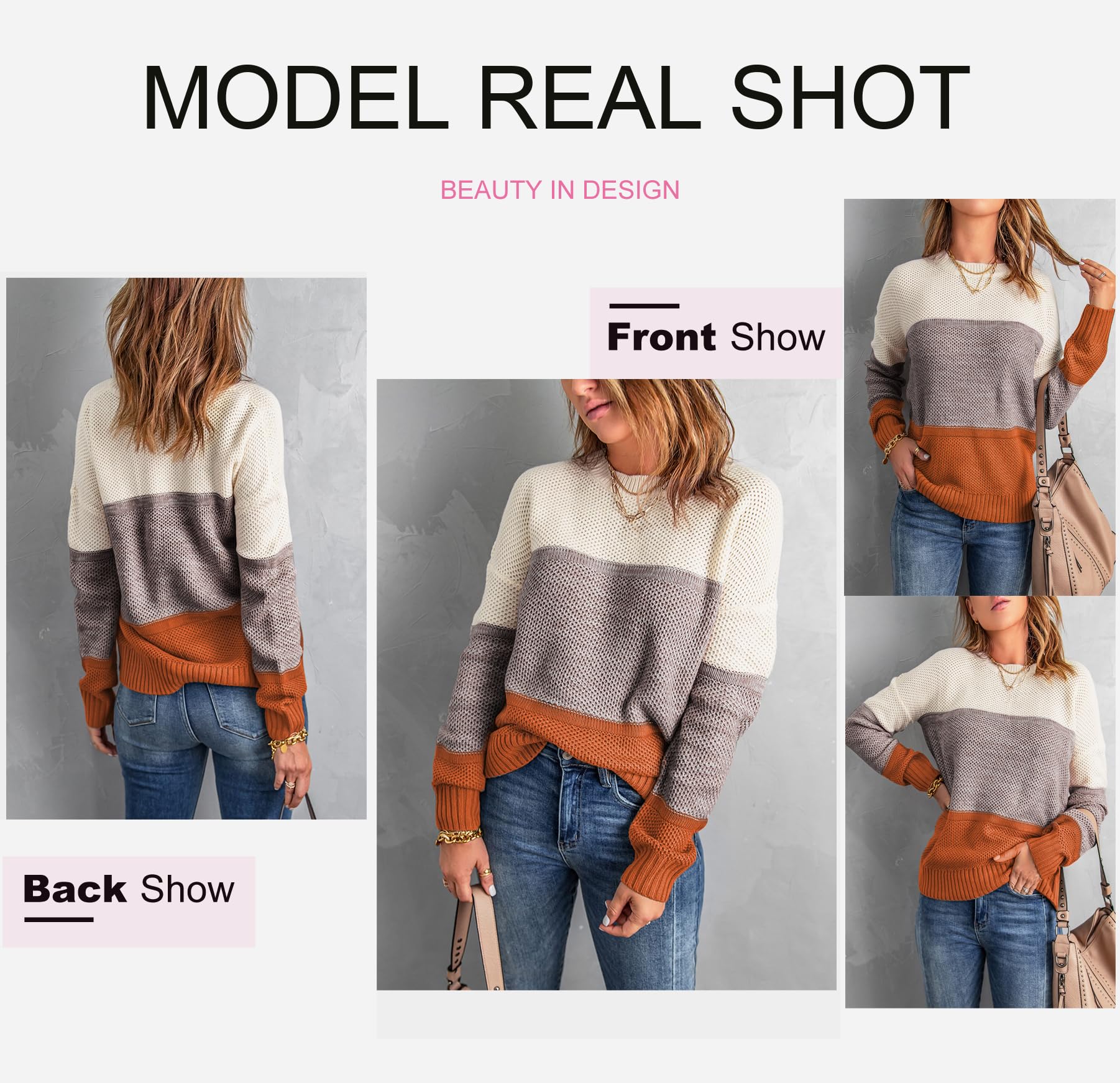 Foto 5 | Jersey Dokotoo Para Mujer Con Bloques De Color Amarillo A Rayas Para Invierno - Venta Internacional.