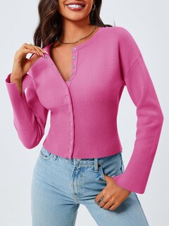 Foto 3 | Suéter Corto Saodimallsu Con Botones Y Cuello En V Para Mujer - Venta Internacional.