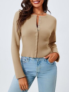 Foto 2 | Suéter Corto Saodimallsu Con Botones Y Cuello En V Para Mujer - Venta Internacional.