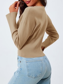 Foto 6 | Suéter Corto Saodimallsu Con Botones Y Cuello En V Para Mujer - Venta Internacional.