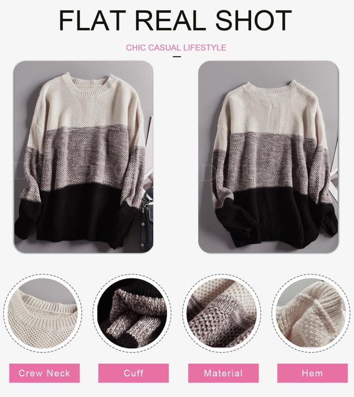 Foto 4 | Suéteres Dokotoo Para Mujer, Cuello Redondo, Manga Larga, Color Block - Venta Internacional.