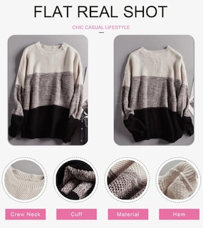 Foto 4 | Suéteres Dokotoo Para Mujer, Cuello Redondo, Manga Larga, Color Block - Venta Internacional.