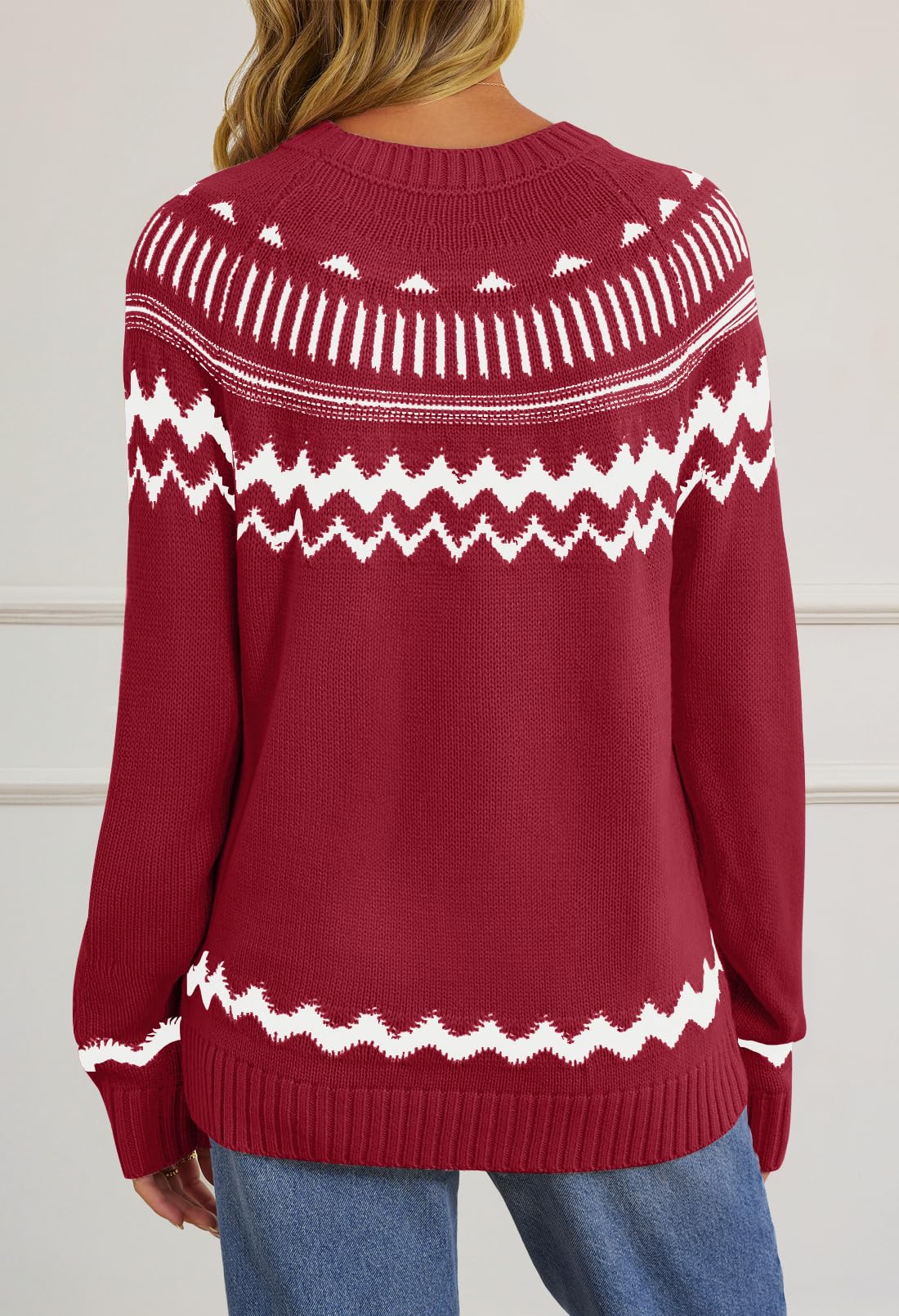 Foto 4 | Jersey Merokeety Para Mujer, Otoño-invierno 2024, A Rayas, Rojo - Venta Internacional.