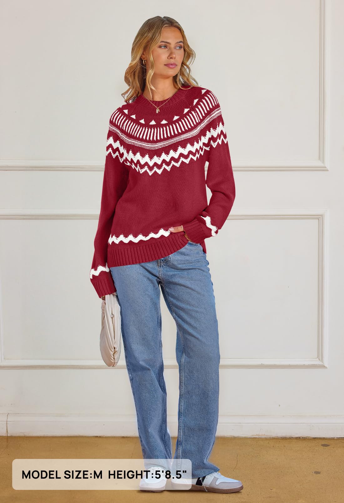 Foto 7 | Jersey Merokeety Para Mujer, Otoño-invierno 2024, A Rayas, Rojo - Venta Internacional.