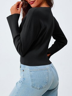 Foto 6 | Suéter Corto Saodimallsu Con Botones Y Cuello En V Para Mujer - Venta Internacional.