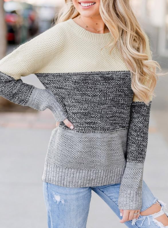 Foto 5 | Jersey Dokotoo Color Block De Invierno Con Cuello Redondo A Rayas Para Mujer - Venta Internacional.