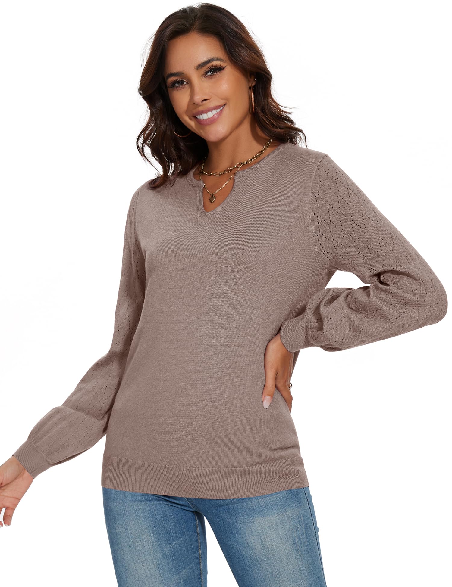 Foto 4 pulgar | Vestido Tipo Suéter Lomon Para Mujer, Cuello En V, Manga Larga, Marrón - Venta Internacional.