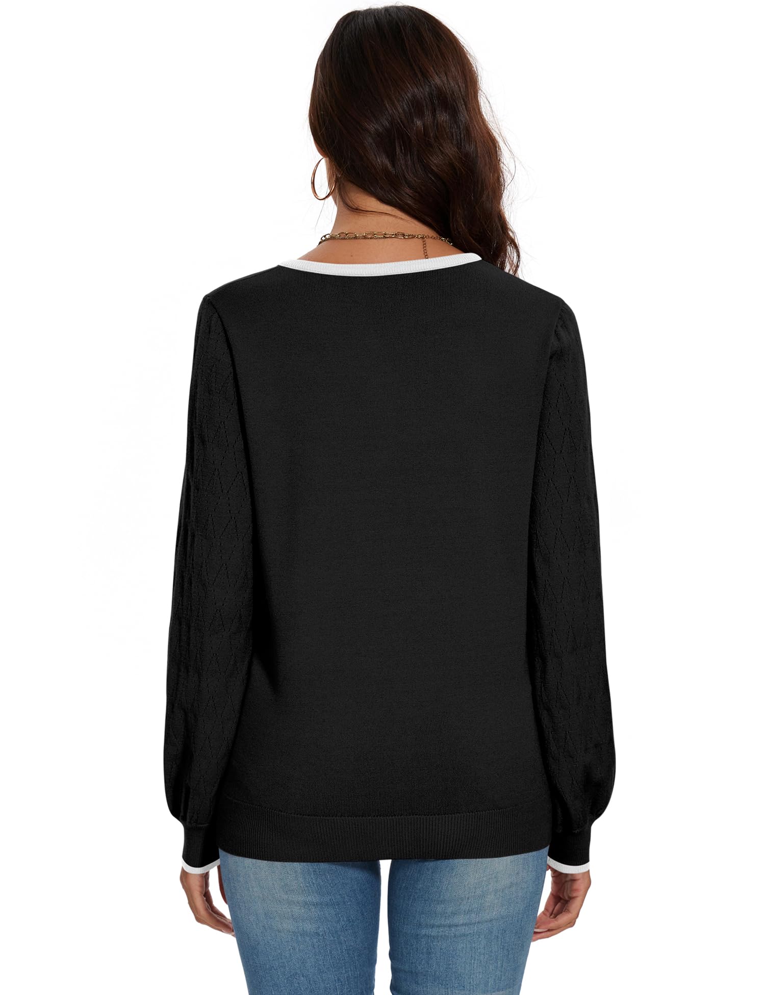 Foto 6 pulgar | Jersey Lomon Para Mujer, Cuello En V, Manga Larga, Tejido, Casual, Negro - Venta Internacional.
