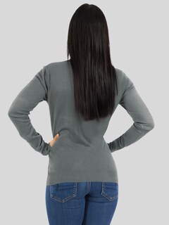 Foto 3 | Suéter Para Mujer De Manga Larga Con Cuello En V Unitalla Sweater Dama De Punto Suet-1003 Gris Casual Formal