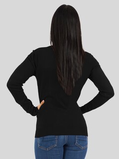 Foto 3 | Suéter Para Mujer De Manga Larga Con Cuello En V Unitalla Sweater Dama De Punto Suet-1003 Negro Casual Formal