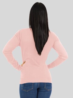 Foto 3 | Suéter Para Mujer De Manga Larga Con Cuello En V Unitalla Sweater Dama De Punto Suet-1003 Rosa Claro Casual Formal